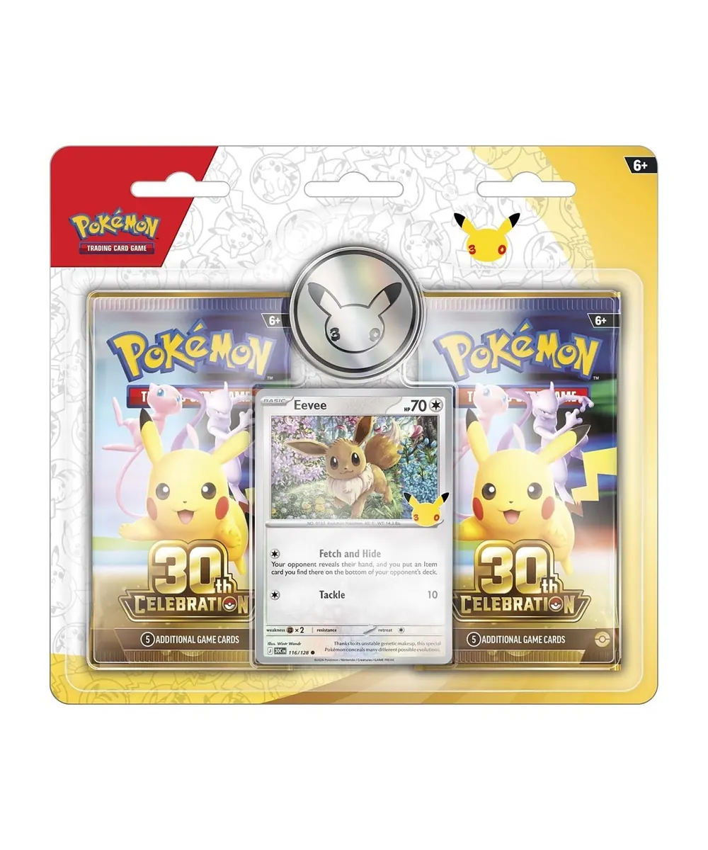 30th Celebration Eevee Card with 2 Booster Packs & Coin